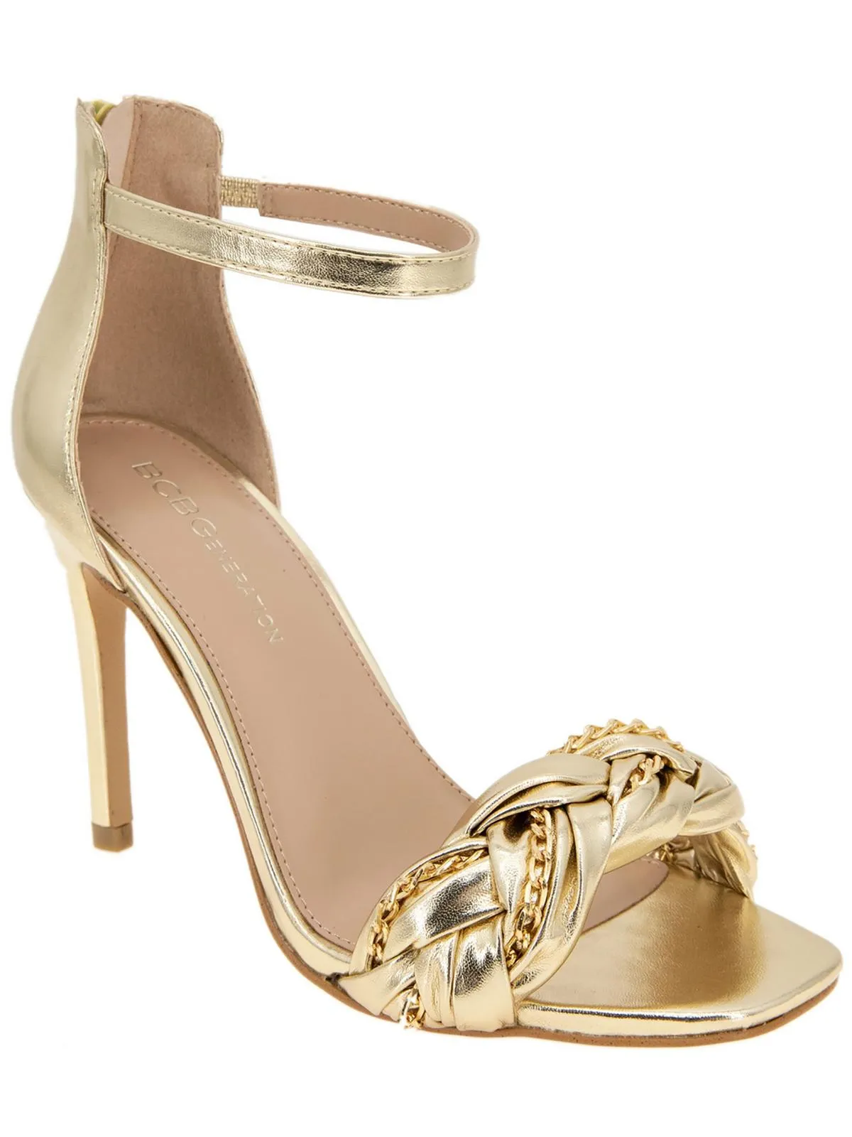 Isabel Womens Faux Leather Ankle Strap Heels