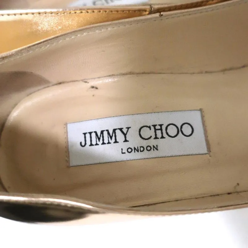 Jimmy Choo Abel Pumps Rose Gold Mirrored Leather Size 36.5 Pointed Toe Heels