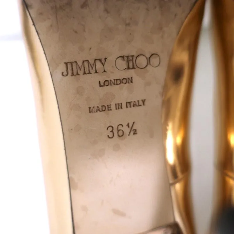 Jimmy Choo Abel Pumps Rose Gold Mirrored Leather Size 36.5 Pointed Toe Heels