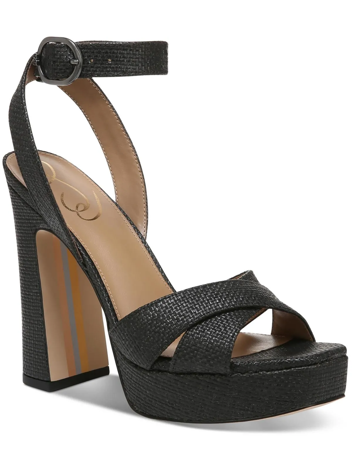Kayna Womens Leather Ankle Strap Heels