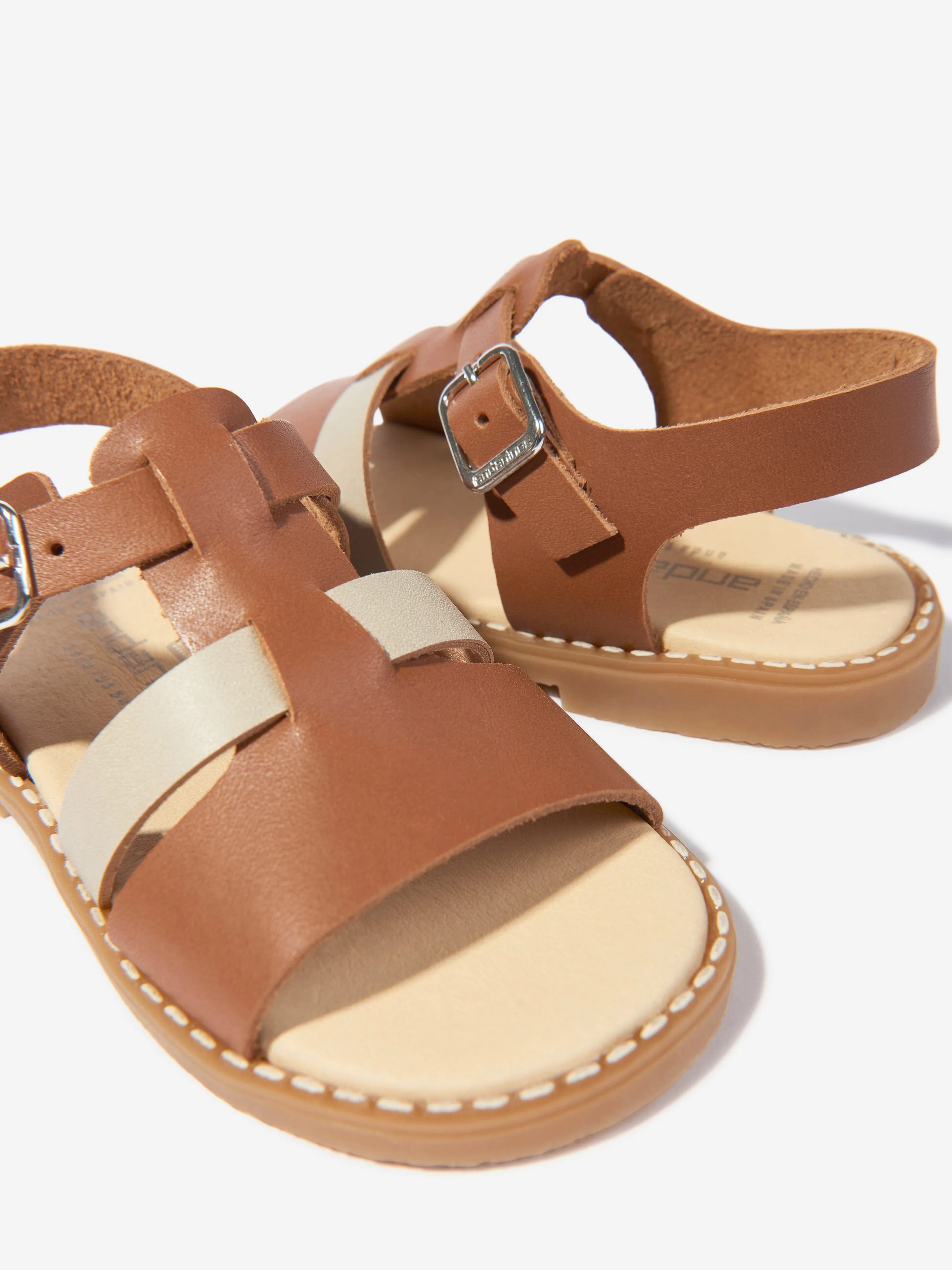 Kids Leather Sandals in Brown