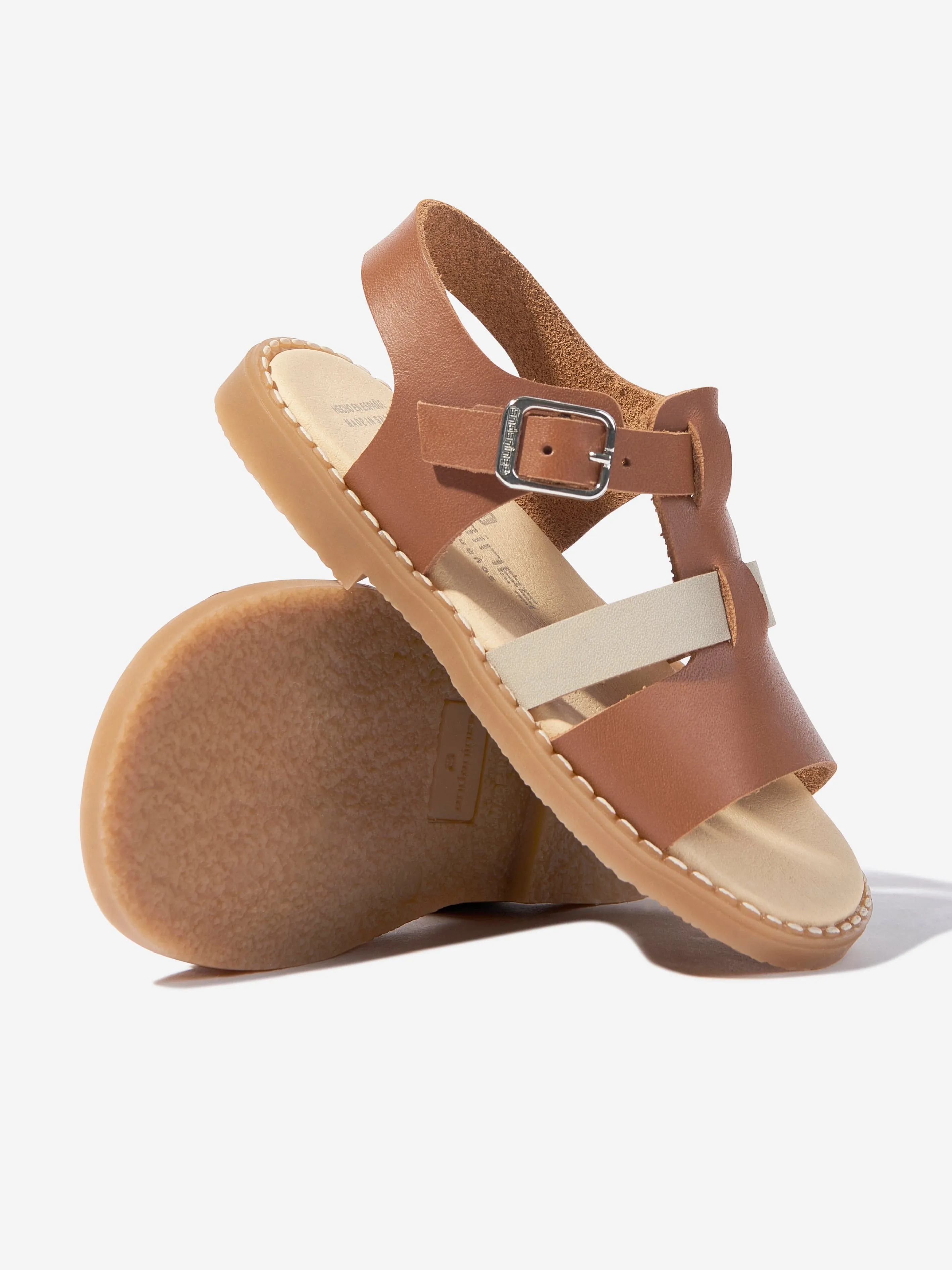 Kids Leather Sandals in Brown