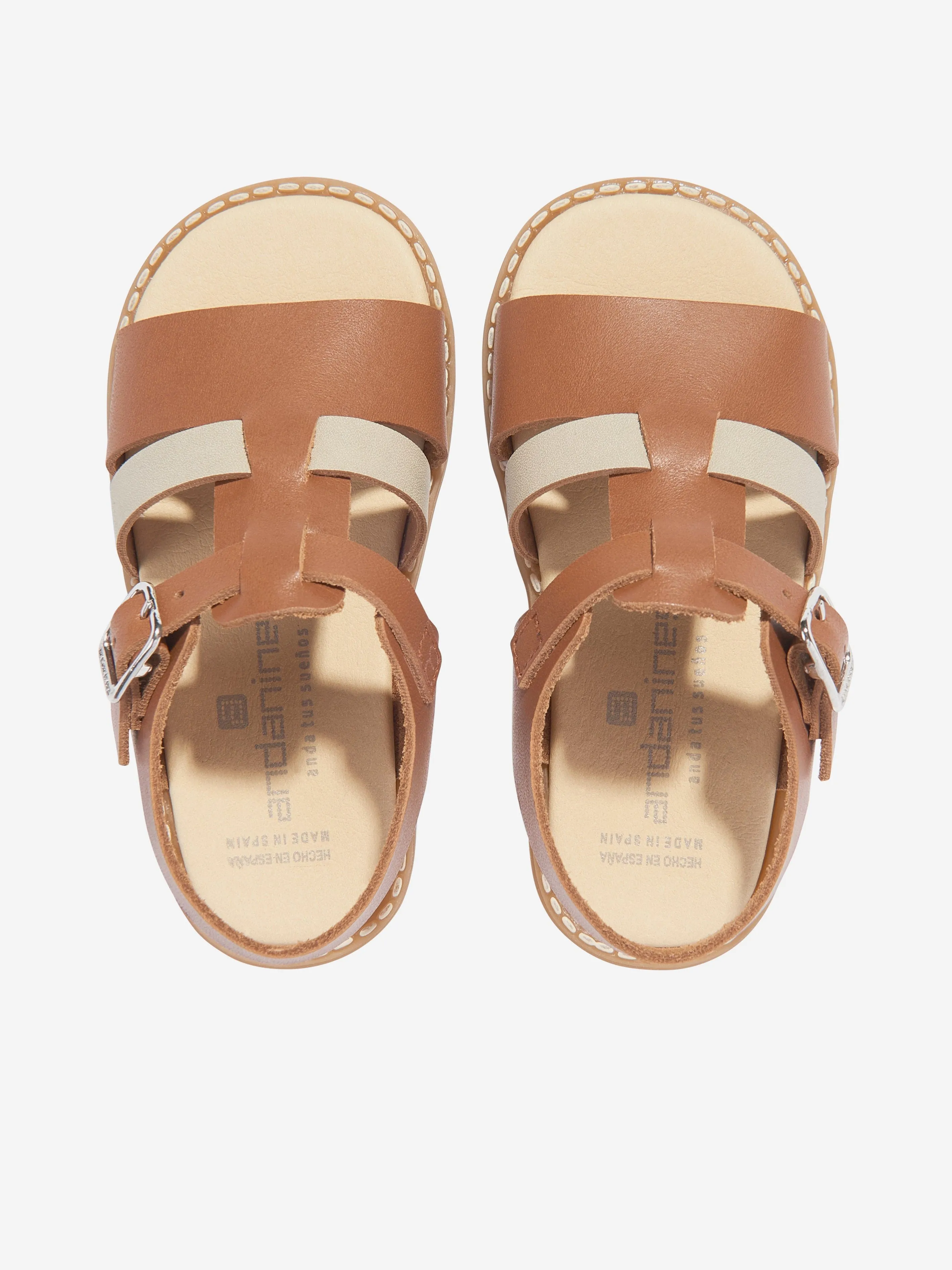 Kids Leather Sandals in Brown