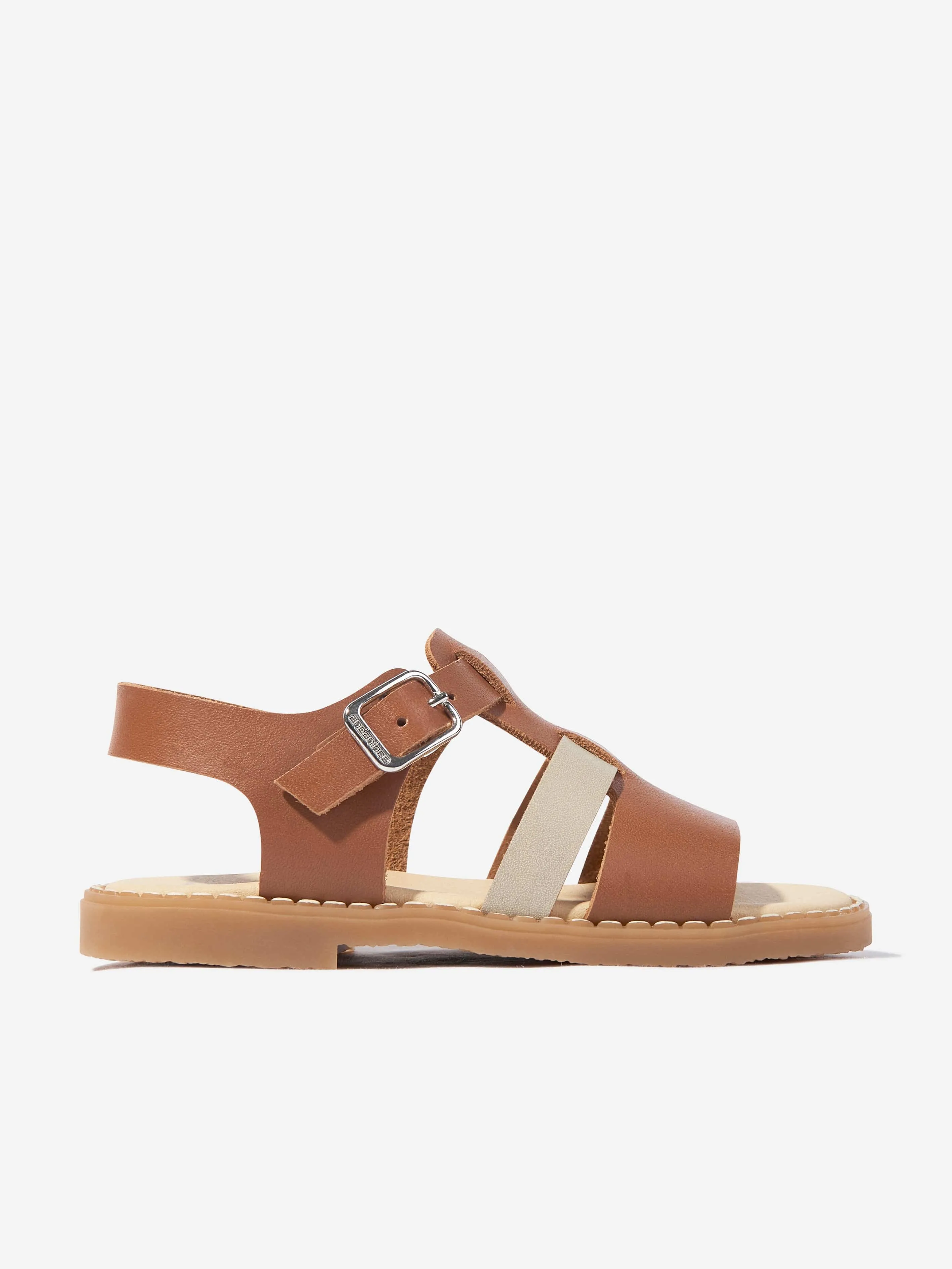 Kids Leather Sandals in Brown