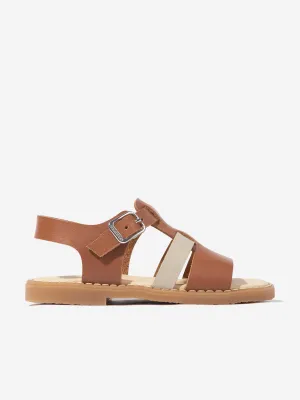 Kids Leather Sandals in Brown