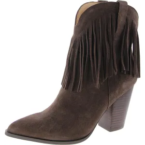 Lainey Womens Suede Block Heel Ankle Boots
