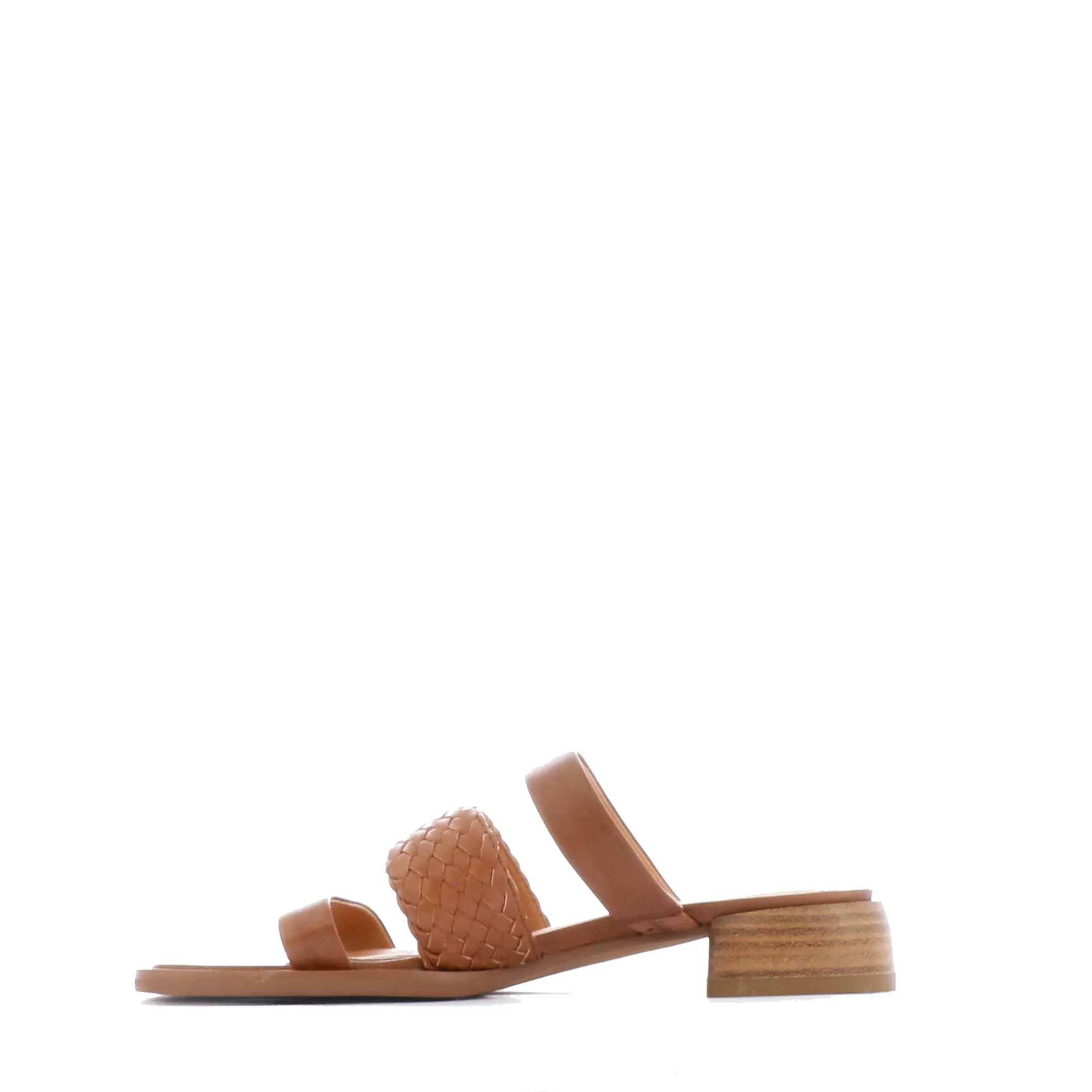 LATTICE LEATHER BLOCK HEEL SANDALS