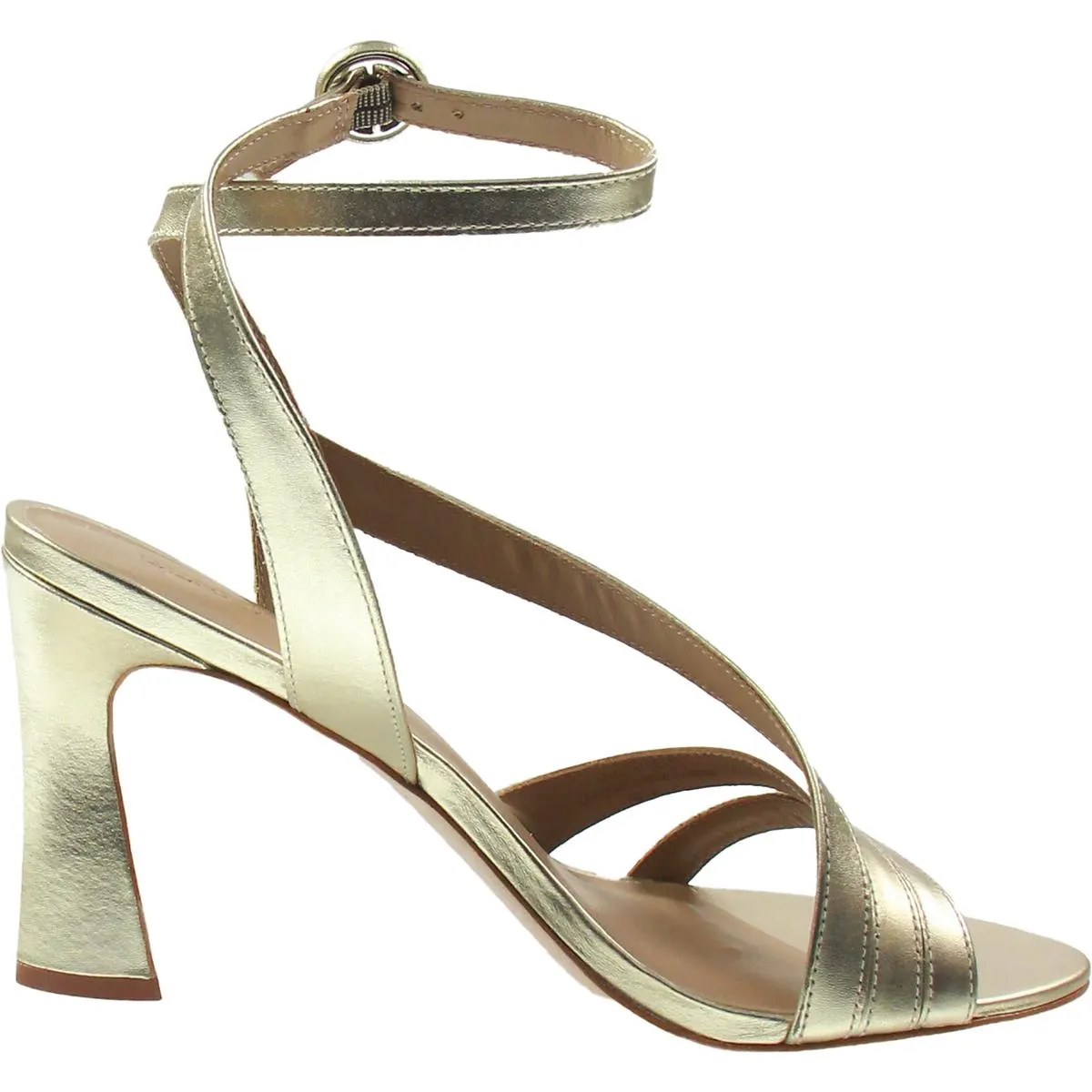 Leslie Womens Metallic Leather Ankle Strap