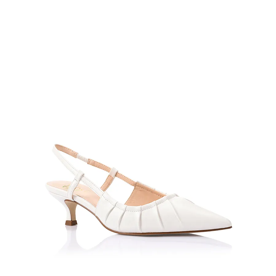 Lucius Slingback Kitten Heels - Chalk White