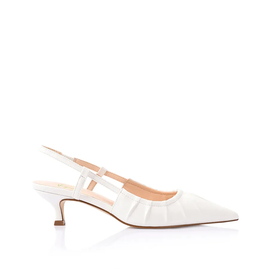 Lucius Slingback Kitten Heels - Chalk White