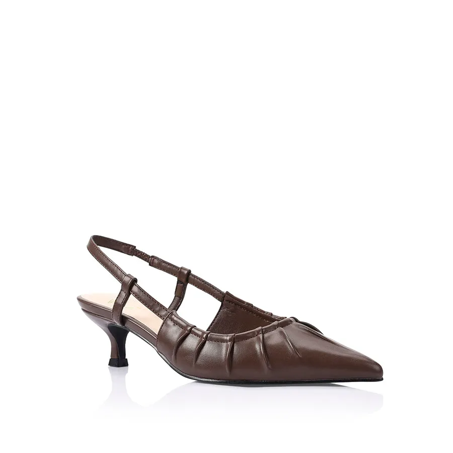 Lucius Slingback Kitten Heels - Chocolate Brown