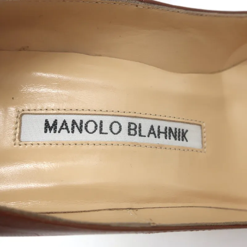 Manolo Blahnik BB 105 Pumps Brown Leather Size 36 Pointed Toe Heels