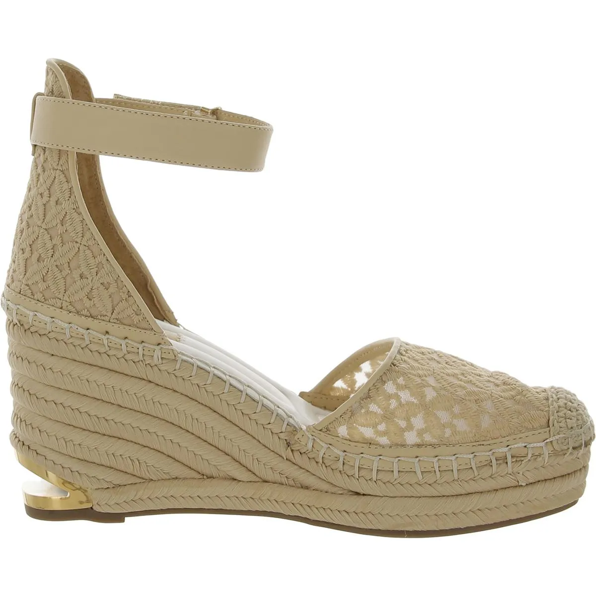 Marsha Womens Faux Leather Closed Toe Wedge Sandals