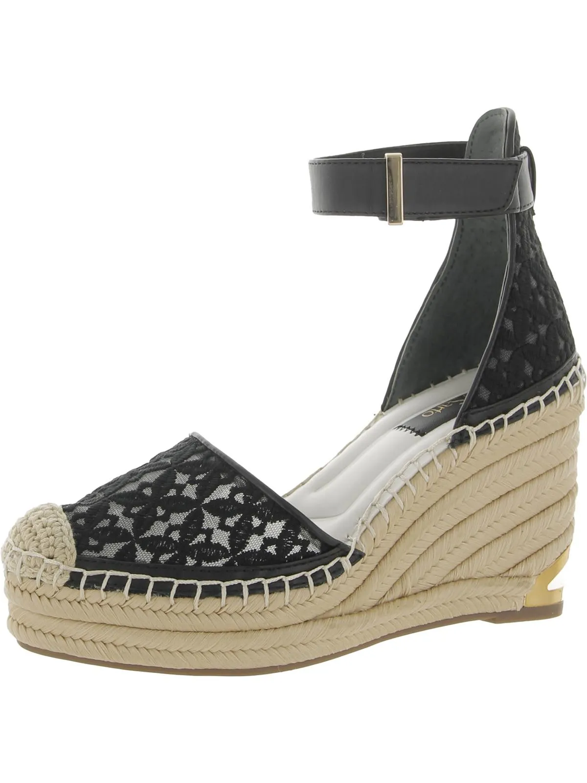 Marsha Womens Faux Leather Closed Toe Wedge Sandals