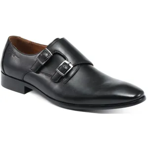 Mens Buckle Faux Leather Monk Shoes