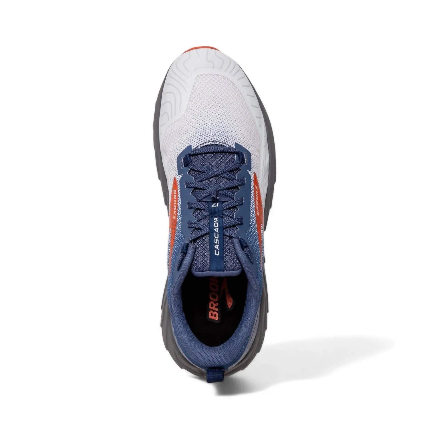 Mens Cascadia 17 Trail Running Shoes In Blue/navy/firecracker