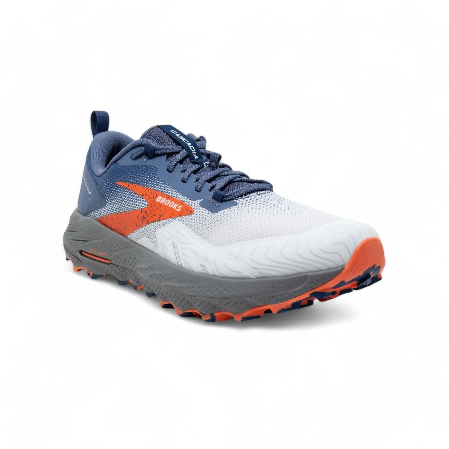 Mens Cascadia 17 Trail Running Shoes In Blue/navy/firecracker