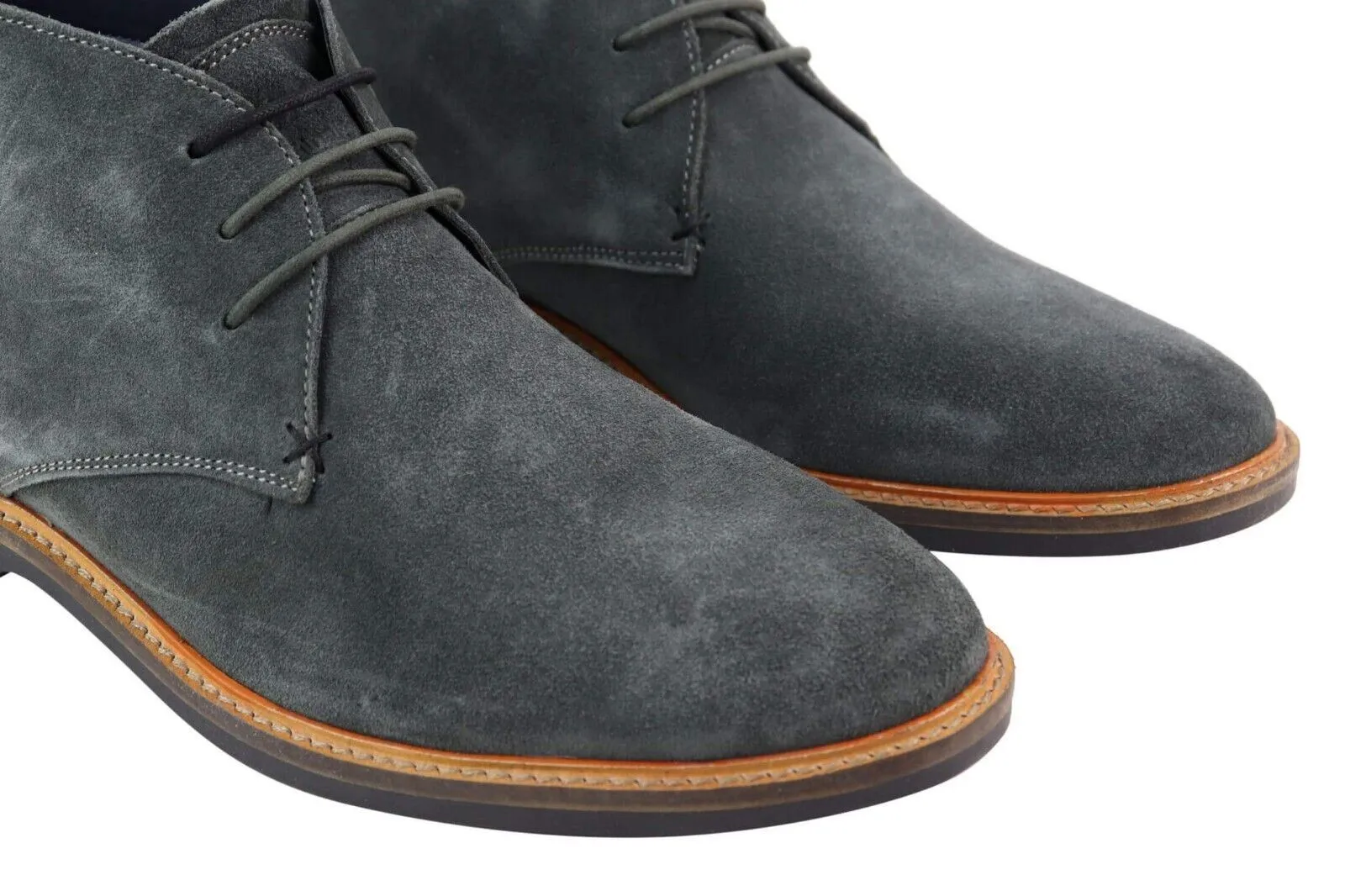 Mens Grey Suede Lace Up Chukka Boots