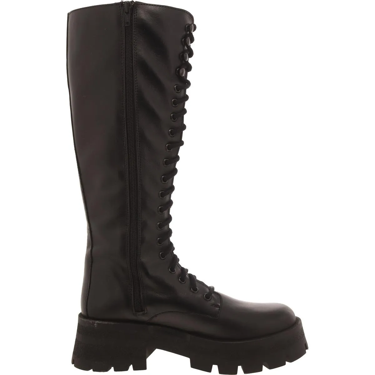 Motto Womens Leather Zipper Knee-High Boots