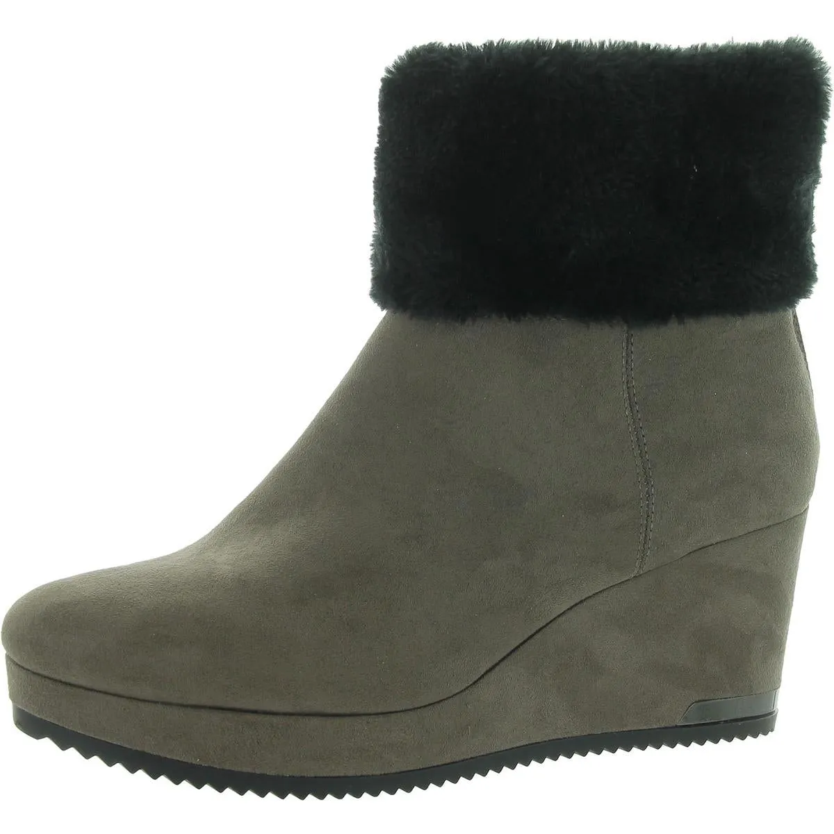 Nadra Womens Padded Insole Faux Fur Wedge Boots