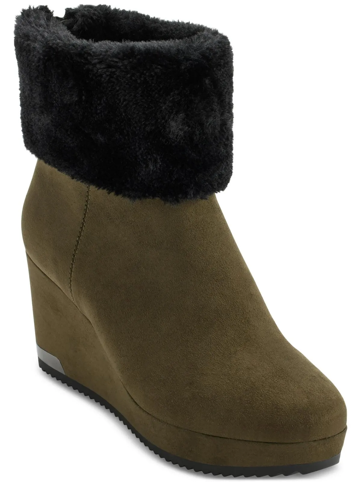 Nadra Womens Padded Insole Faux Fur Wedge Boots