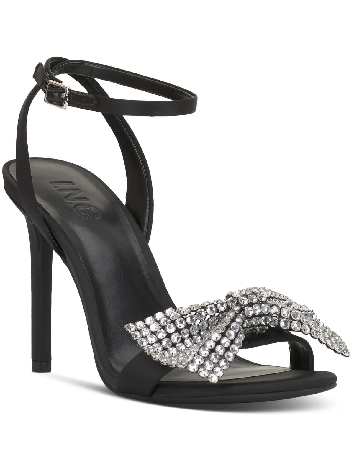 Nemmzi Womens Rhinestone Ankle Strap Heels