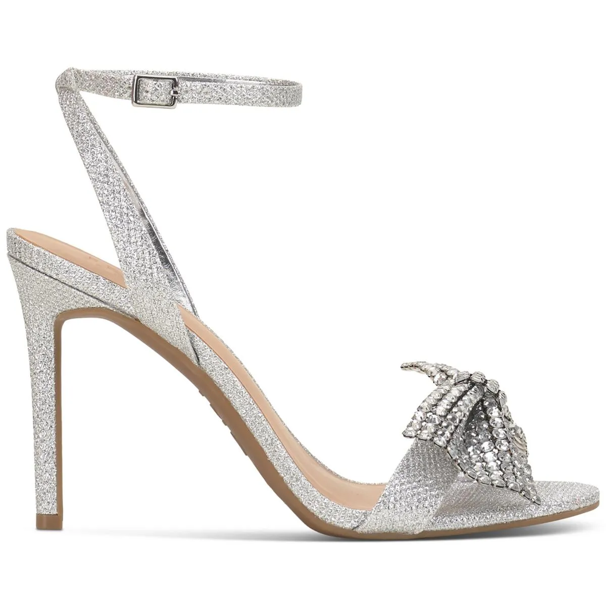 Nemmzi Womens Rhinestone Ankle Strap Heels