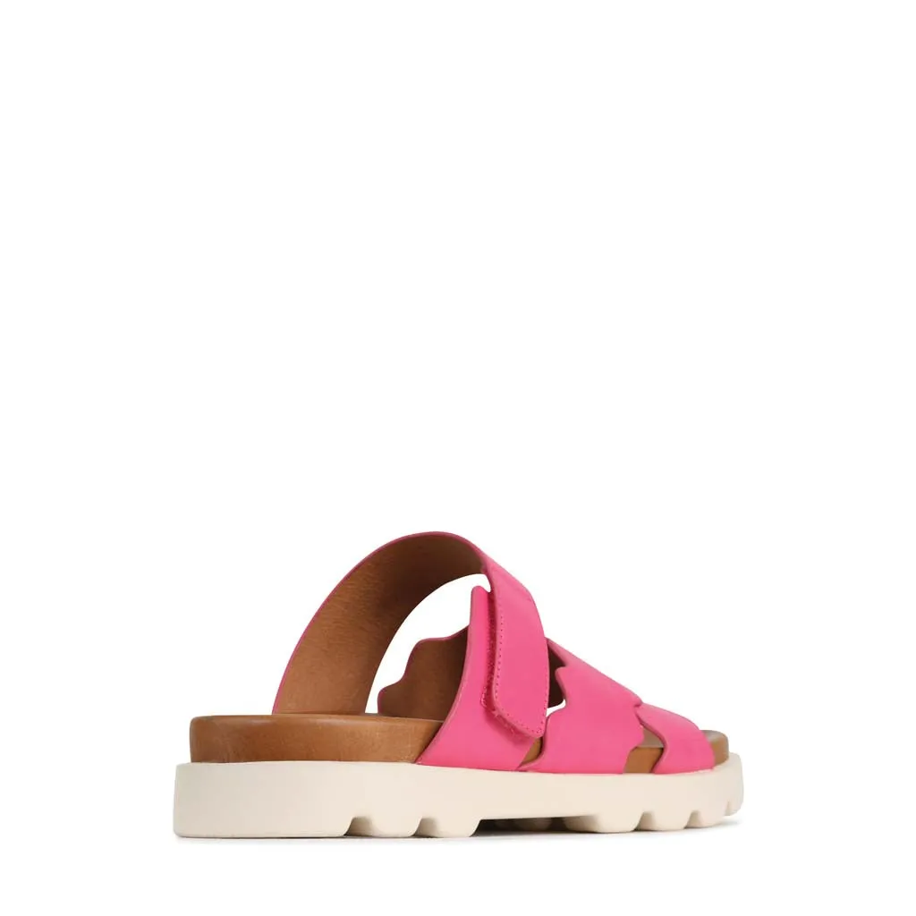 NISSA LEATHER SLIDE SANDALS