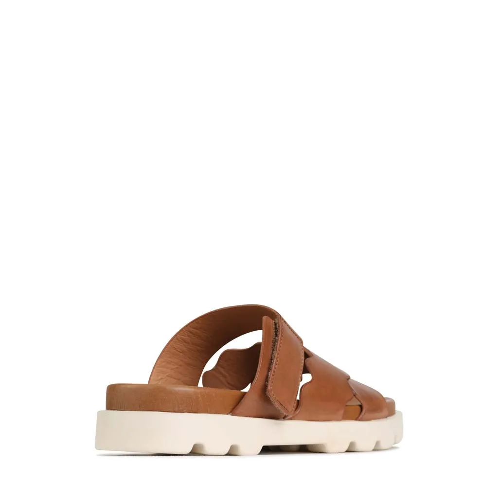 NISSA LEATHER SLIDE SANDALS