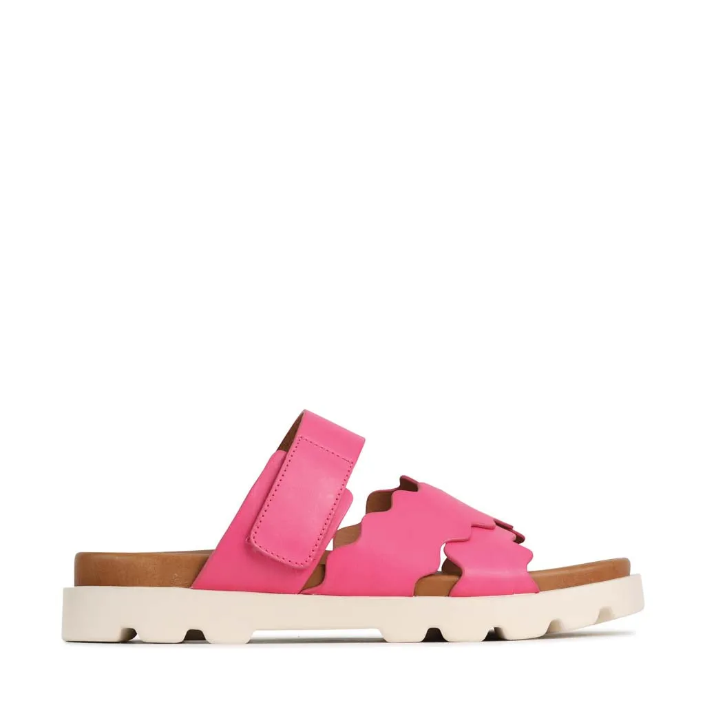 NISSA LEATHER SLIDE SANDALS