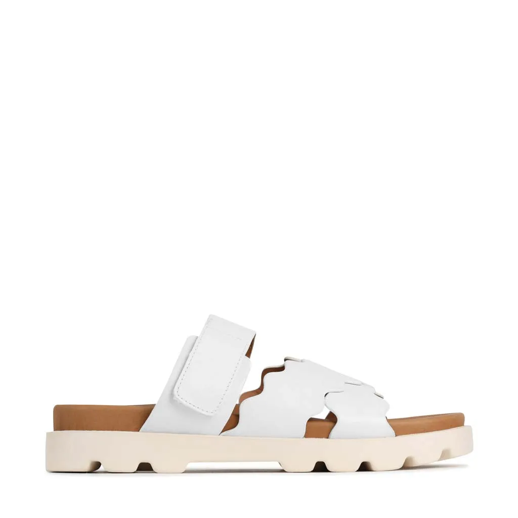 NISSA LEATHER SLIDE SANDALS