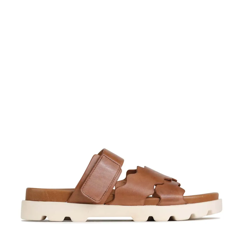 NISSA LEATHER SLIDE SANDALS