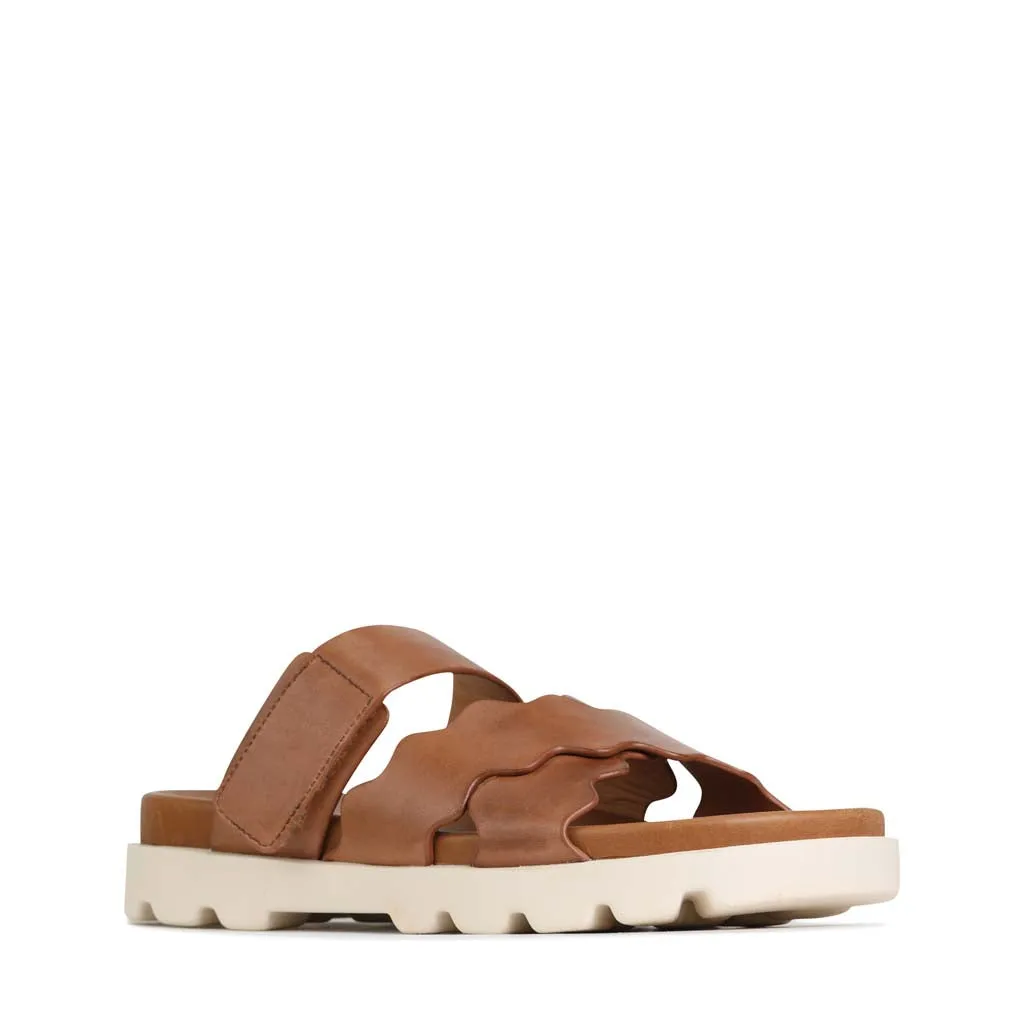 NISSA LEATHER SLIDE SANDALS