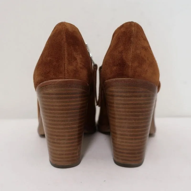 Rag & Bone Peep Toe Booties Mabel Brown Suede Size 36 High Heel Ankle Boots