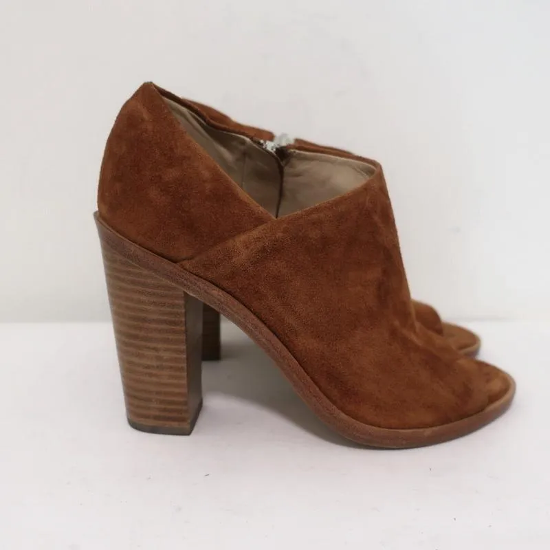 Rag & Bone Peep Toe Booties Mabel Brown Suede Size 36 High Heel Ankle Boots