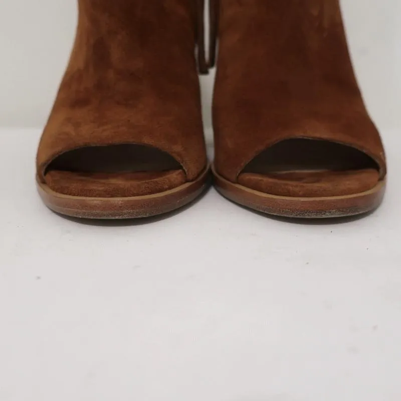 Rag & Bone Peep Toe Booties Mabel Brown Suede Size 36 High Heel Ankle Boots