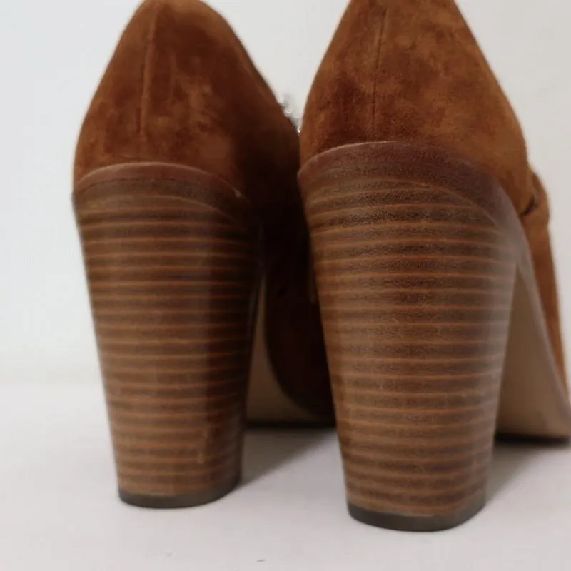 Rag & Bone Peep Toe Booties Mabel Brown Suede Size 36 High Heel Ankle Boots