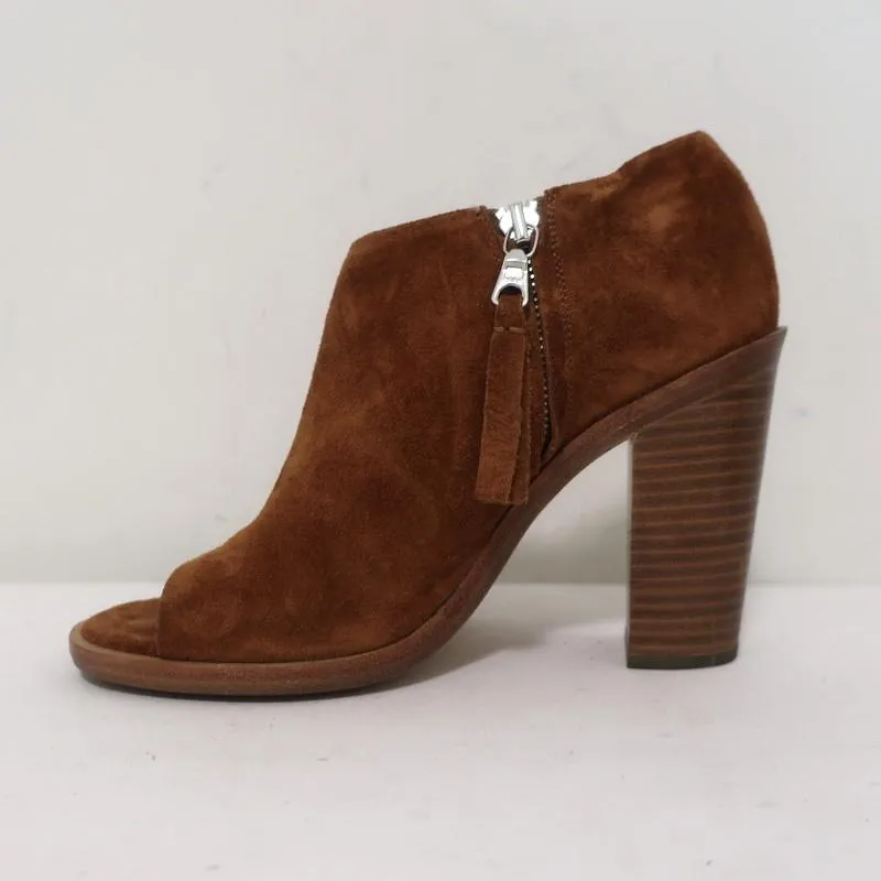 Rag & Bone Peep Toe Booties Mabel Brown Suede Size 36 High Heel Ankle Boots