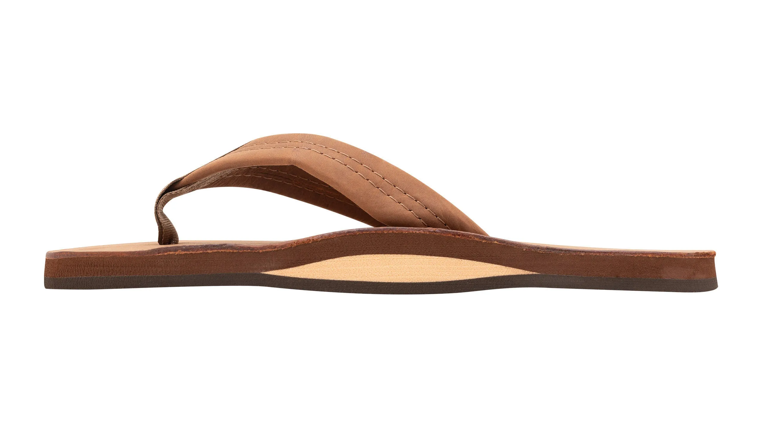 Rainbow Sandals Men's Redwood Brown Leather Single Layer Arch Flip Flops