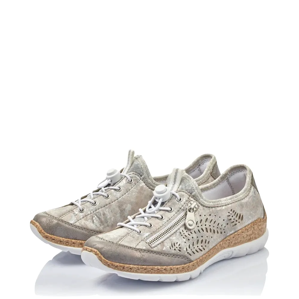 Rieker Women's Nikita K6 Bungee Side Zip Sneaker in Grey