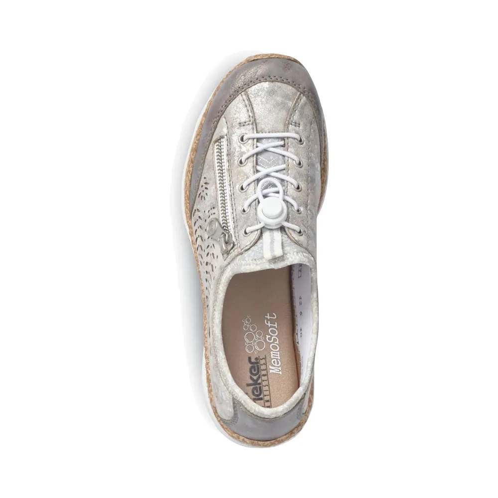 Rieker Women's Nikita K6 Bungee Side Zip Sneaker in Grey