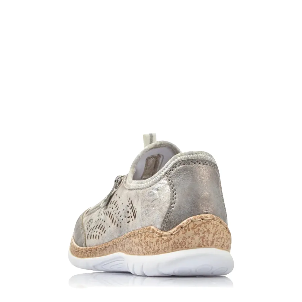 Rieker Women's Nikita K6 Bungee Side Zip Sneaker in Grey