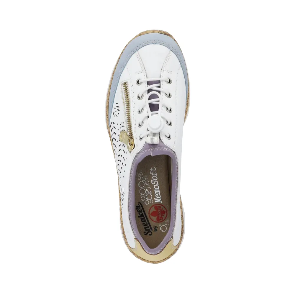 Rieker Women's Nikita K6 Bungee Side Zip Sneaker in White