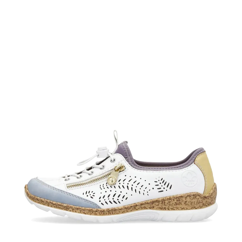 Rieker Women's Nikita K6 Bungee Side Zip Sneaker in White