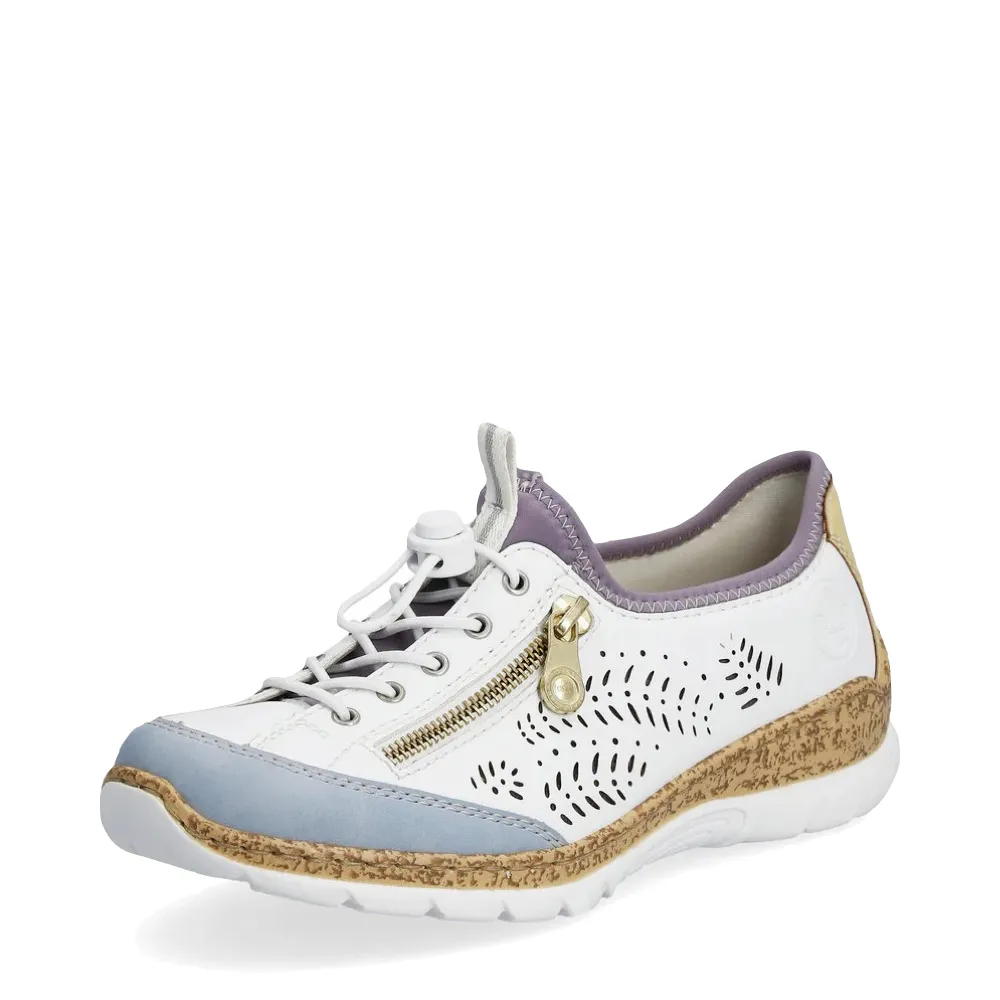 Rieker Women's Nikita K6 Bungee Side Zip Sneaker in White