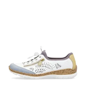 Rieker Women's Nikita K6 Bungee Side Zip Sneaker in White