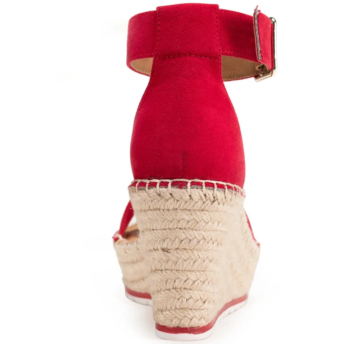 Sammi  Womens Covered Wedge Ankle Strap Espadrilles