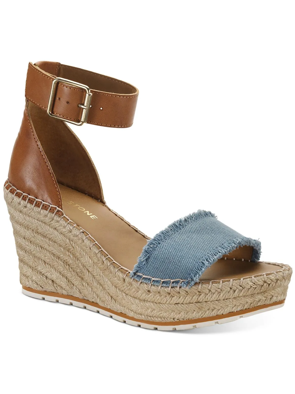 Sammi  Womens Covered Wedge Ankle Strap Espadrilles