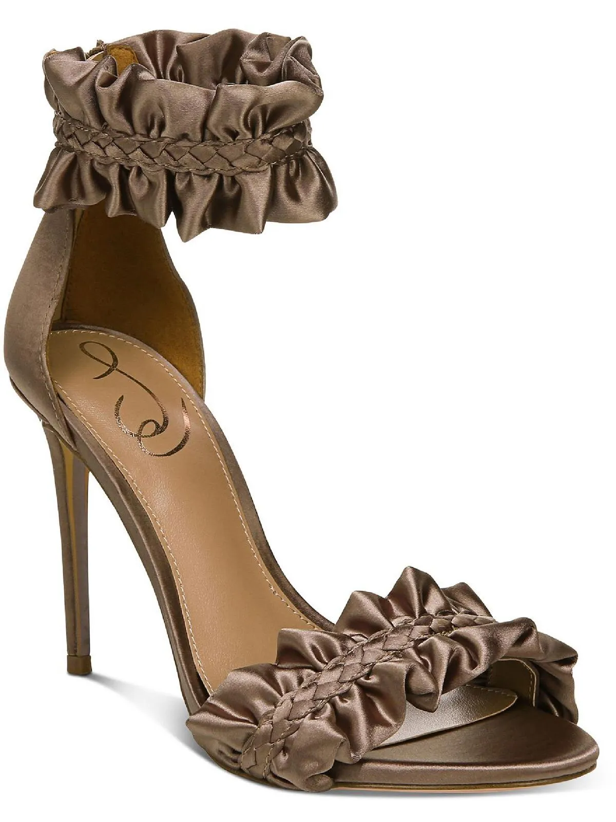 Sawyer Womens Satin Ankle Strap Heels