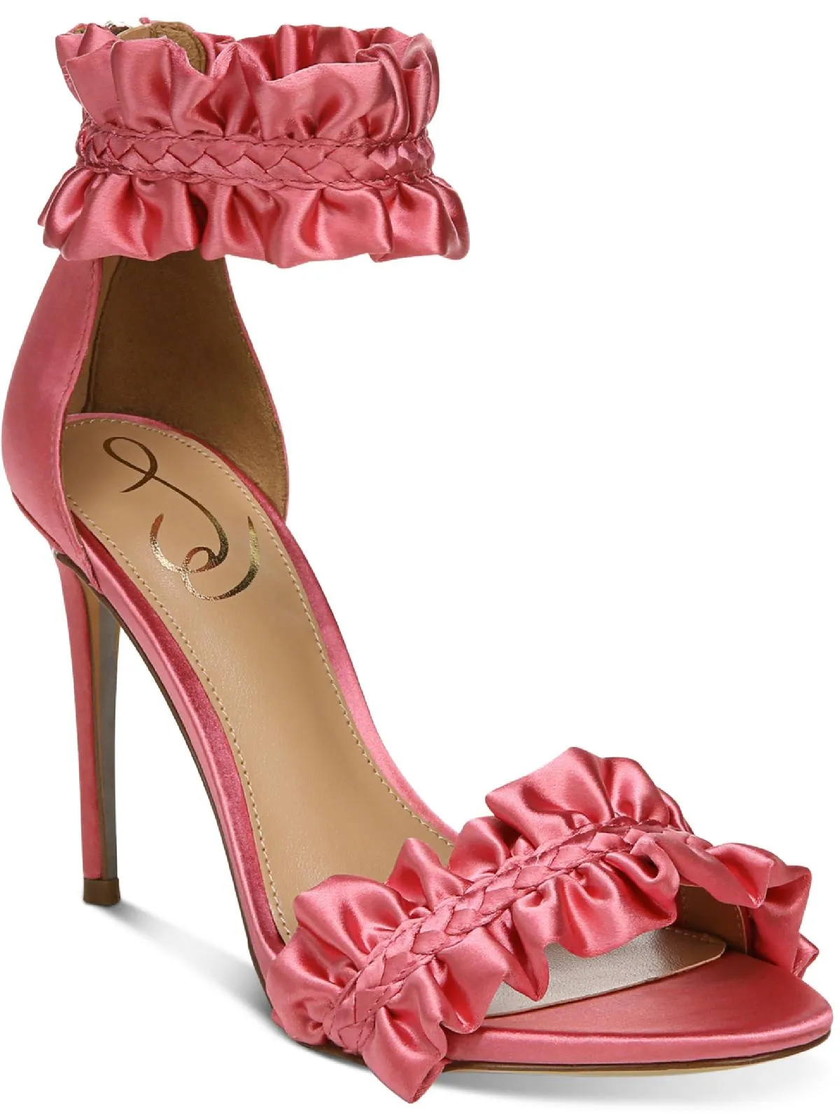 Sawyer Womens Satin Ankle Strap Heels